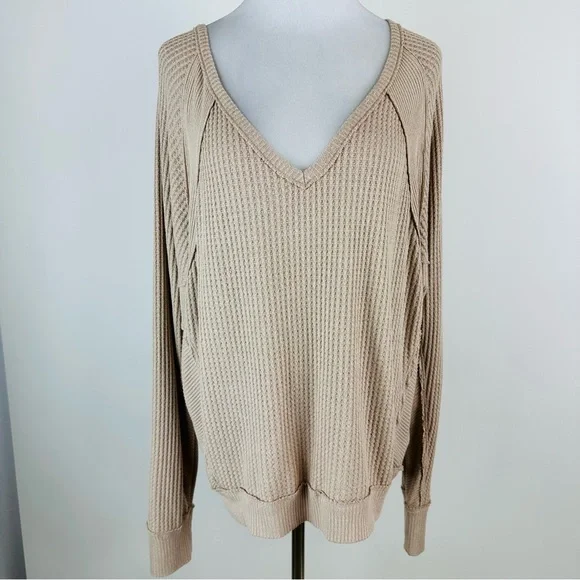 Free People We The Free Santa Clara Thermal Long Sleeve Tee Medium - Picture 2 of 14